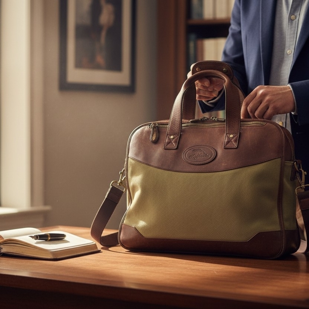 Bob Timberlake Leather Canvas Men's Messenger Bag